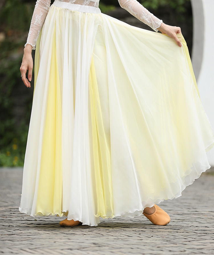 720 degree Tencel skirt yellow 30D plus 30D white 6 slits