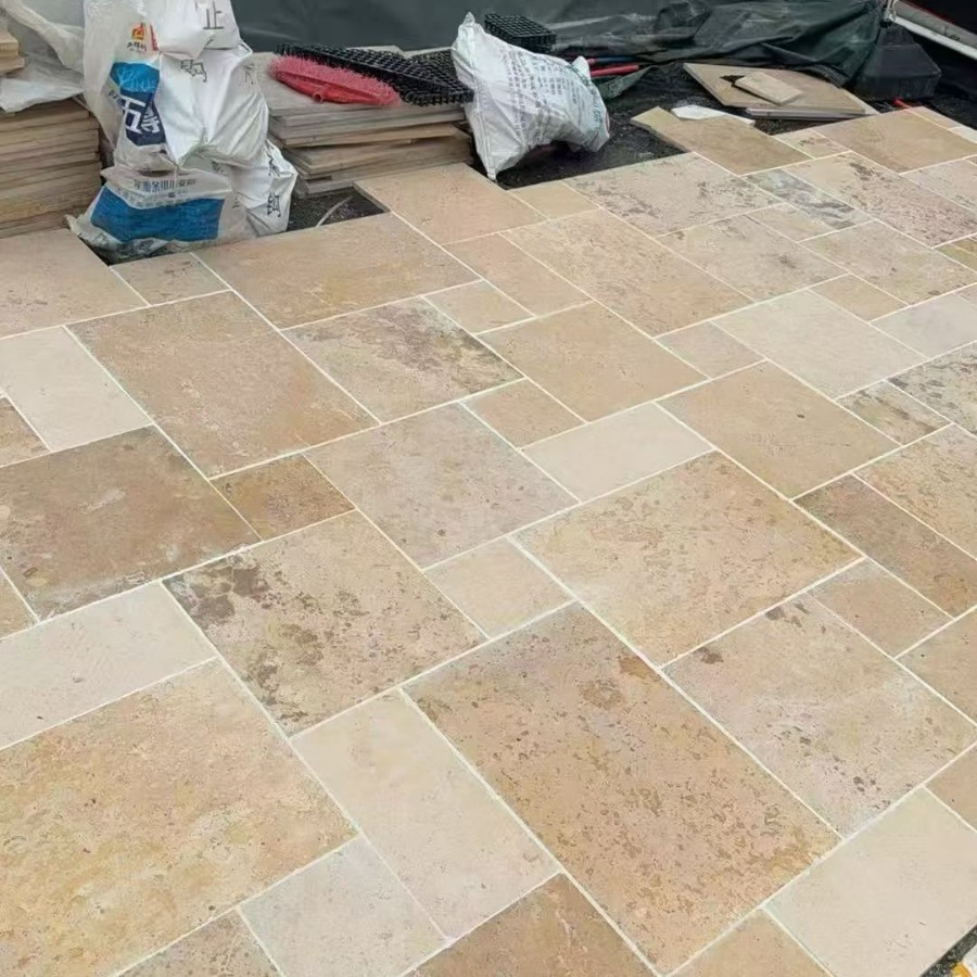 天然石材秋黄莱姆石洞石地砖户外花园地铺民宿别墅文化石墙砖石纹