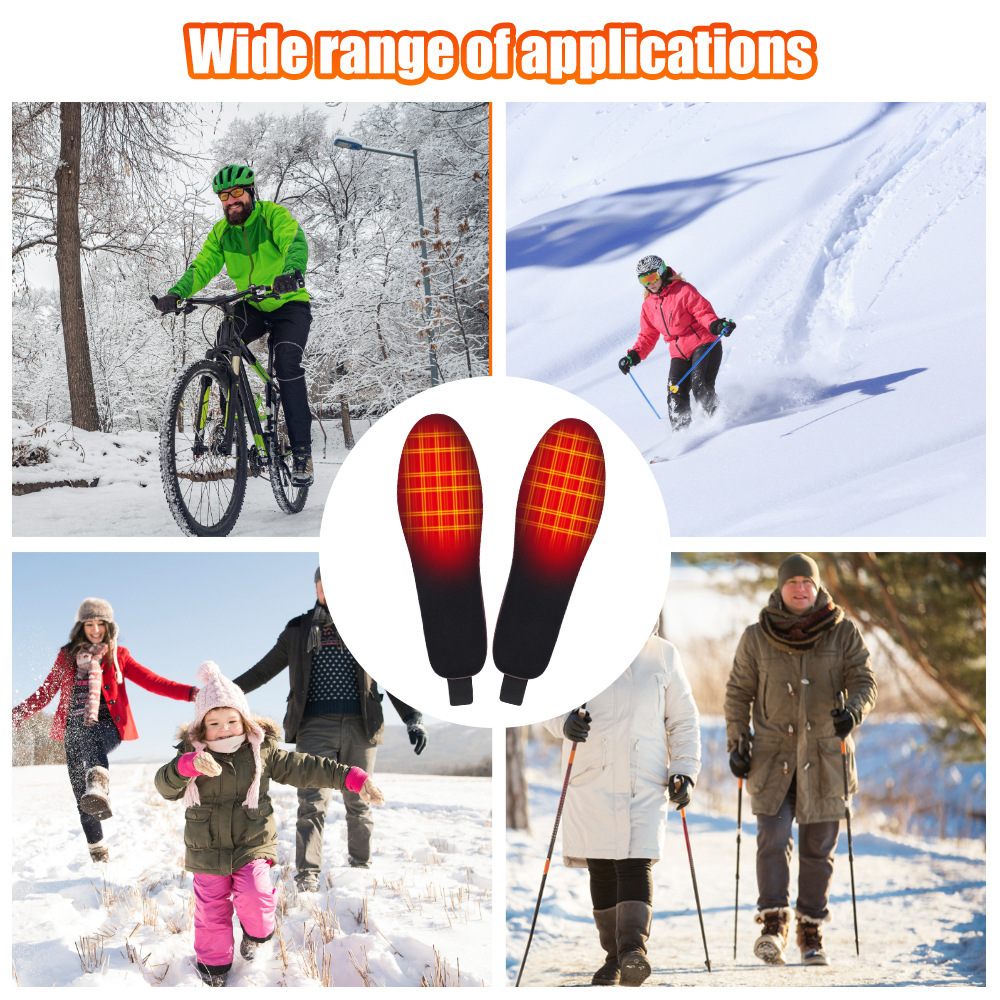 Semelles chauffantes rechargeables avec télécommande.