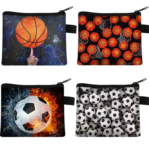 Football-Themed Children's Coin Purse, Portable Student Card Holder, Coin and Key Storage Pouch, Polyester Clutch Bag, Available for Dropshipping, Compact