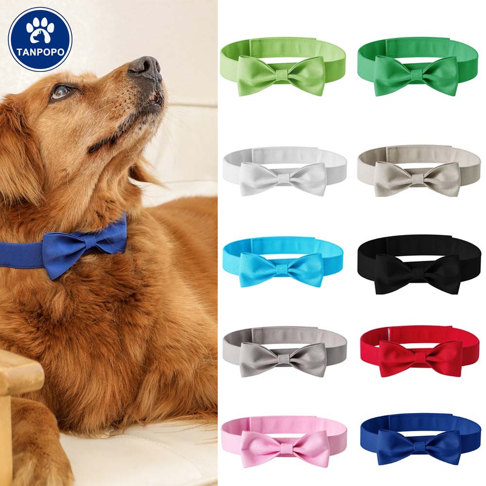 Punto transfronterizo Tanpopo Perro mascota de algodón de estilo británico Pajarita Velcro Collar de perro ajustable