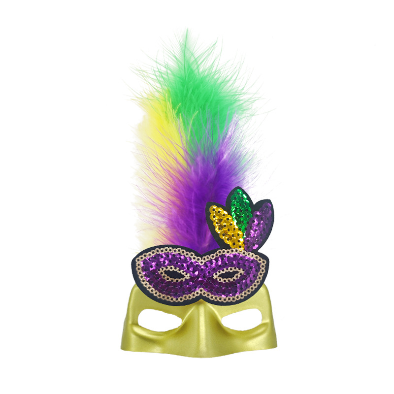 Nuevas máscaras de gatos transfronterizas, pilares, plumas tricolores, fiesta de carnaval brasileño, dibujos animados, props para mascotas