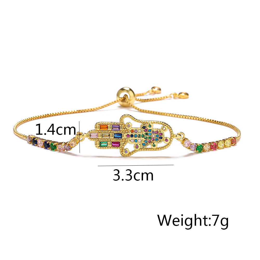 Fashion Palm Copper Inlay Zircon Bracelets 1 Piece