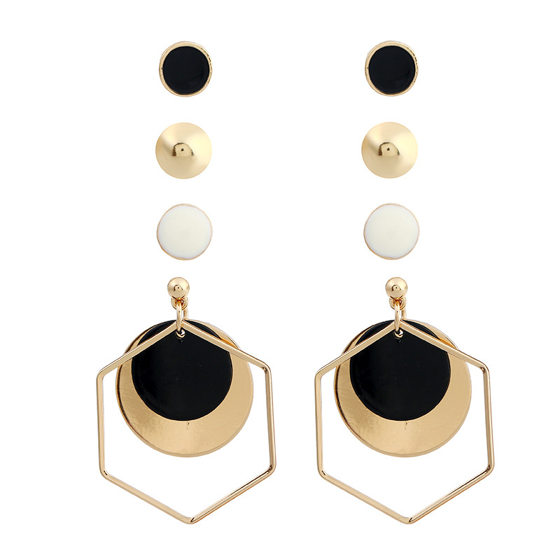 Fashion Simple Round Geometric Alloy Earrings 4-piece Set display picture 1