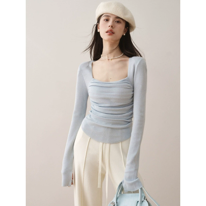 Ron нишевые воротники с шерстяным нижним трикотажом 2023 осень-зима новый уникальный шикарный топ высокого класса