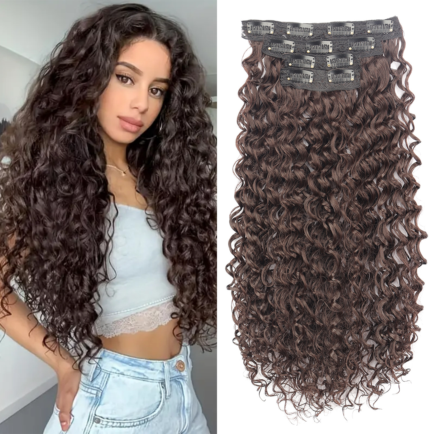 4 pieces of curly braided hair 20 inch water wave curly crochet braided hair extensions for women