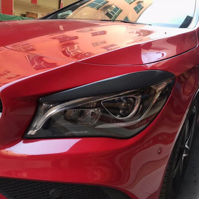 Suitable for Mercedes-Benz Cla Carbon Fiber Headlight Eyebrow Modification Eyebrow Sticker Body Kit W117