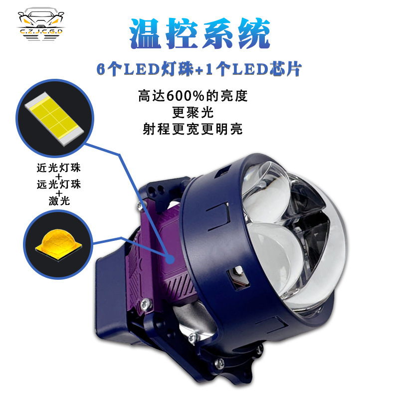 Nuevos productos de venta caliente doble láser automóvil faro LED lente de luz dual 3.0 pulgadas prisma ultra brillante 80W faro