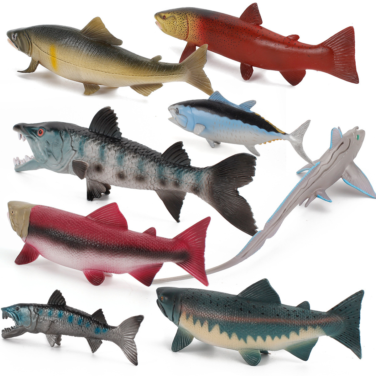 Simulación cognitiva para niños peces marinos atún salmón trucha Lobo pescado modelo Decoración Juguetes exportación transfronteriza