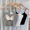 Top with cups, bra, summer tank top, thin strap, beautiful back, lifting effect, simple and elegant design