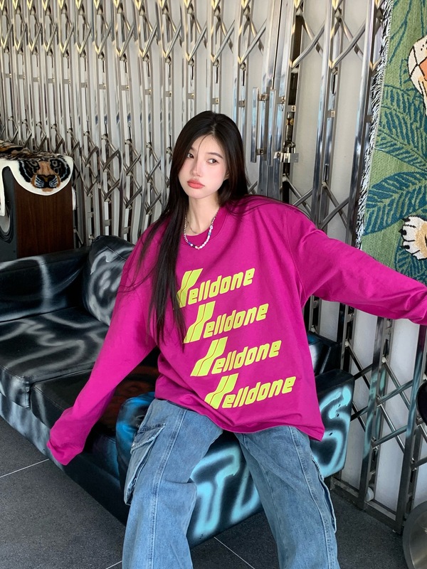 潮牌高街WE11立体印花小熊休闲宽松情侣T恤男女同款卫衣外贸批发|undefined