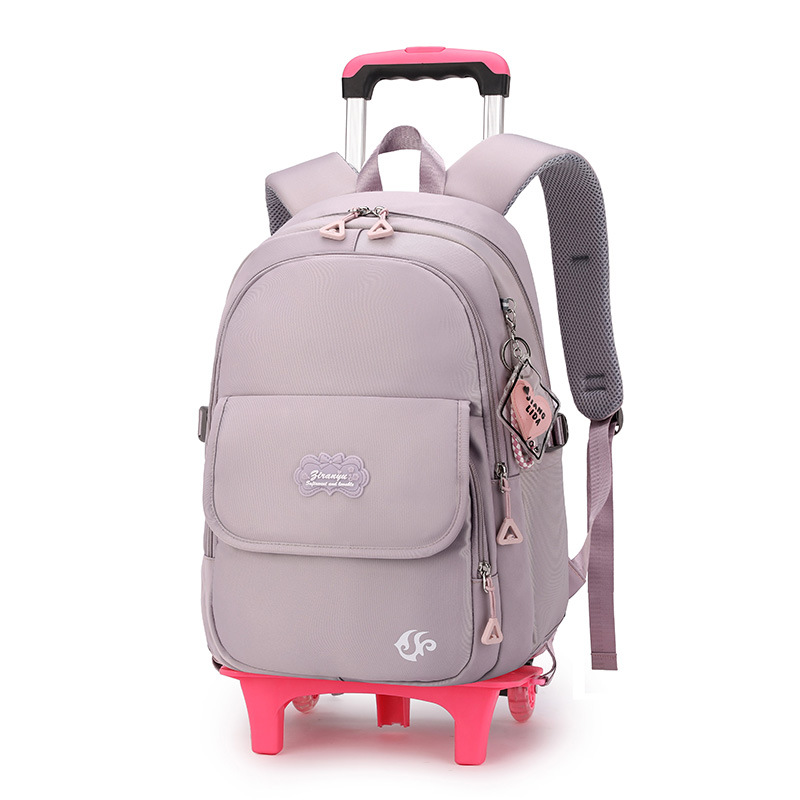 Peces naturales nuevo carro Escuela Primaria niñas color sólido estilo gran capacidad de reducción carga mochila desmontable