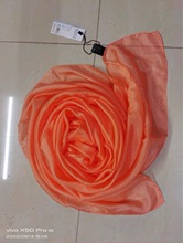 100%桑蚕丝丝巾纯色橙色现货平纹杭州丝绸真丝围巾180*140大尺寸