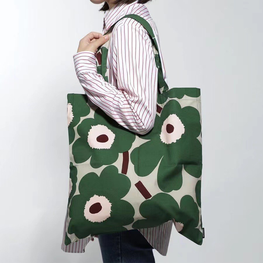 핀란드의 새로운 꽃 Marimekko 여성용 숄더 캔버스 가방 대용량 친환경 휴대용 쇼핑백 재고 있음