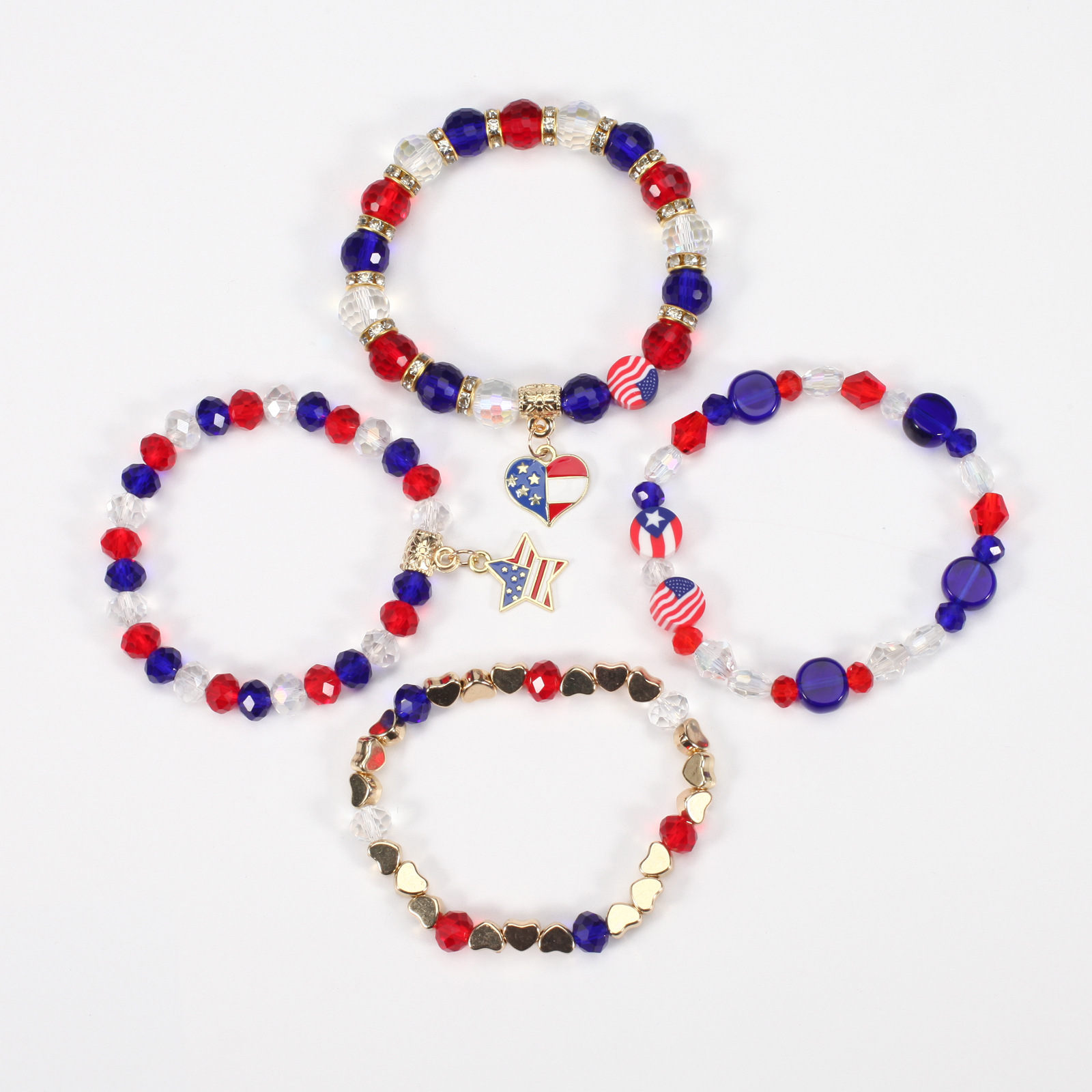 Wholesale Jewelry Simple Style Classic Style American Flag Artificial Crystal Alloy Soft Clay Beaded Bracelets display picture 3