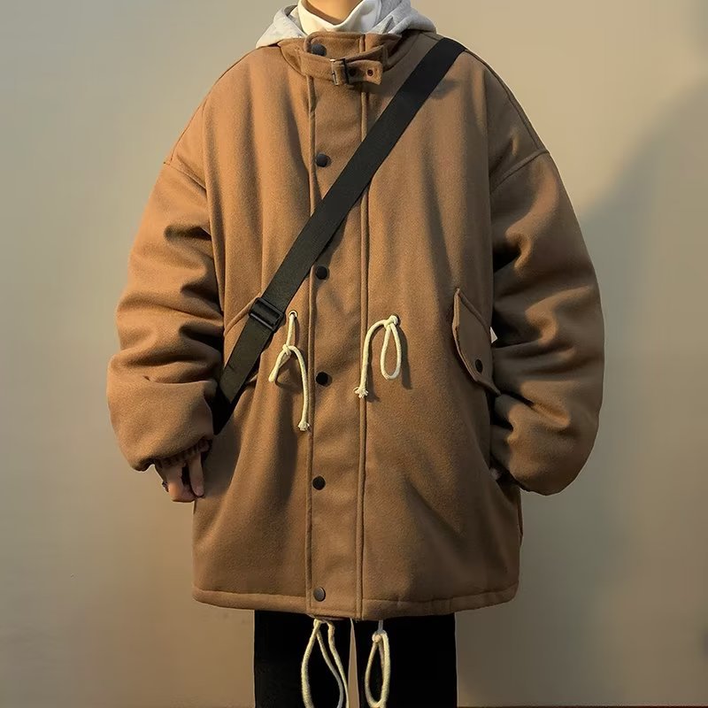 Ropa de algodón de dos piezas falsa, estilo de datos de pareja, ropa de algodón, ropa de moda de plumas, ropa de moda para hombres, chaqueta abrigada de invierno de dos piezas falsa