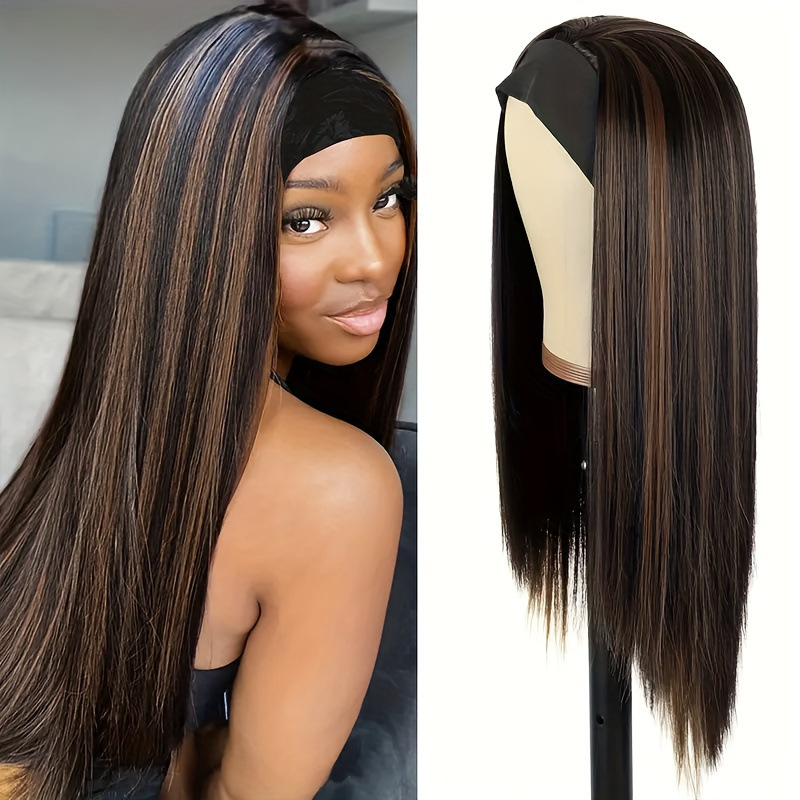 Women's Black Straight Hair Headband Wig Heat Resistant Natural Appearance Suitable for Daily Wear and Party Use Women's Black Straight Hair Headband Wig Heat Resistant Natural Appearance Suitable for Daily Wear and Party Use