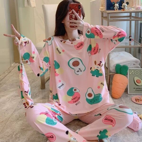 Pijamas de manga larga de las mujeres de primavera y otoño más tamaño pijamas de verano de las mujeres ropa de abrigo estilo coreano pijamas de las mujeres más tamaño traje de desgaste para el hogar image 38