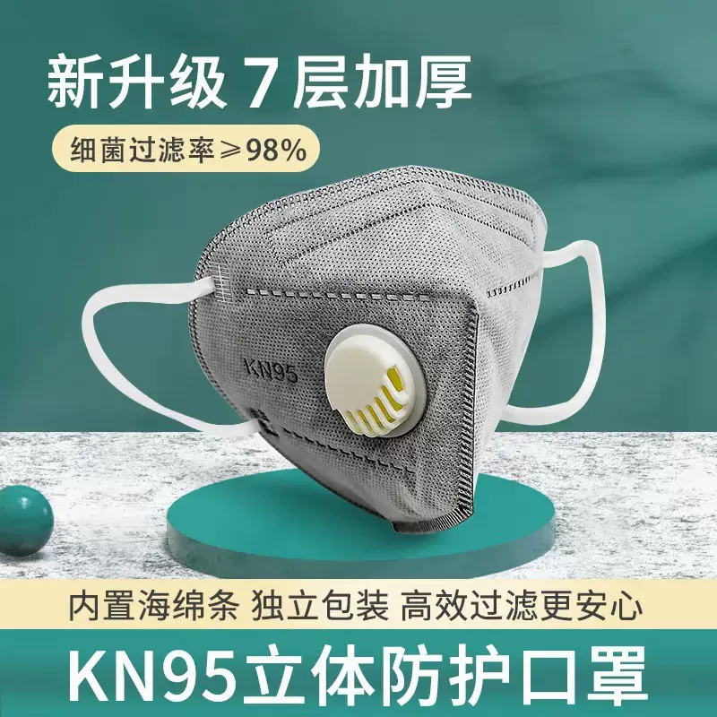 kn95防尘口罩防粉尘呼吸阀一次性工业活性炭除甲醛雾霾95口罩加厚