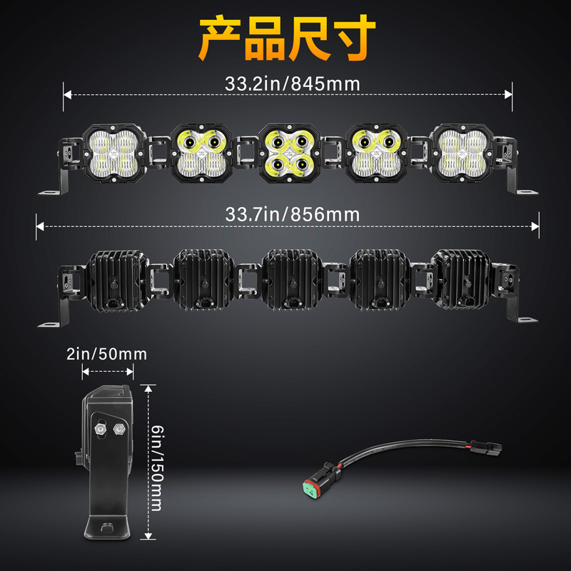 Car Roof Strip Light, Automotive Combo Spotlight, 24V/12V Compatible Single Row Tesla Welcome Light, High Beam Projector