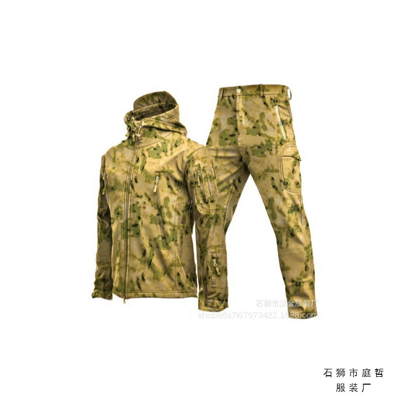 Tactical Military Training Jacket, Men's Outdoor Soft Shell Military Style Jacket, Fleece-Lined Camouflage Jacket