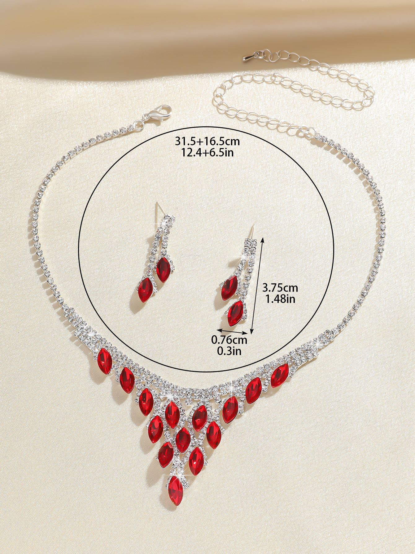 Fashionable temperament exquisite high end light luxury blue crystal rhinestone necklace earrings set women's dress accessories bridal jewelry_voghion.com