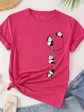 J 47221 Cute Panda Print T-Shirt ��؈ӡ��T�� �W���羳