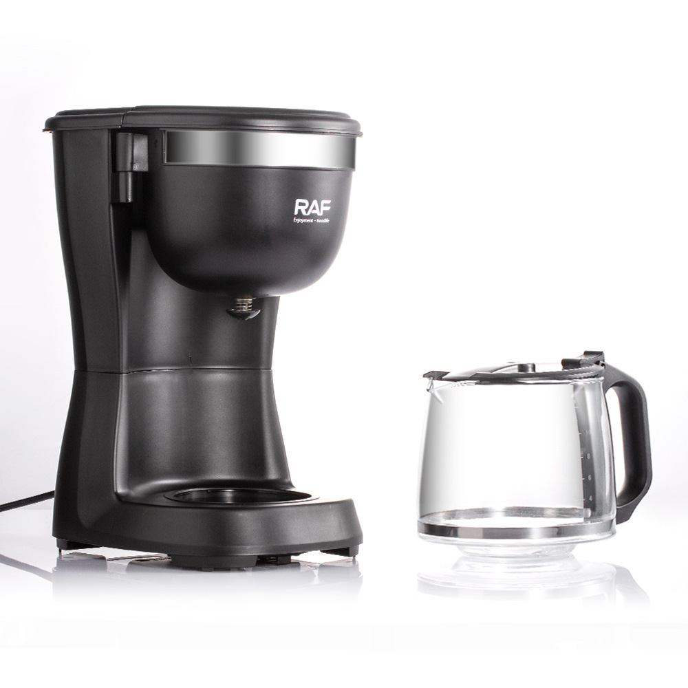 Máquina de café de goteo RAF, máquina de café pequeña integrada automática para el hogar, dormitorio de oficina estándar europeo, olla moka 1.2L
