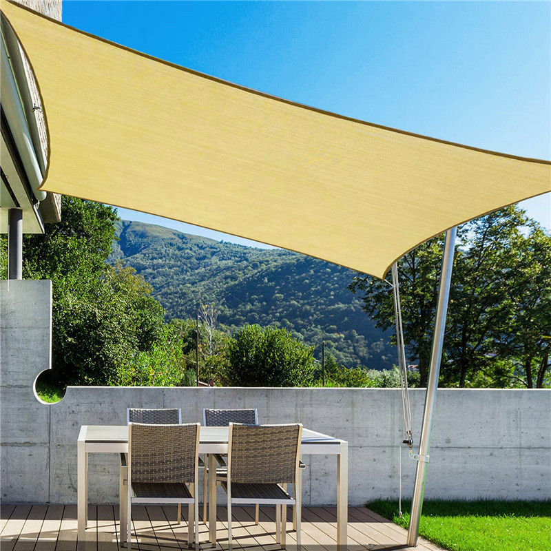 Adecuado para terraza al aire libre jardín a prueba de rayos UV de cuatro esquinas vela de sombra de sol tela de sombra de sol piscina vela de protección solar Vela de triángulo de jardín
