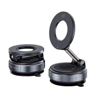 Car Mobile Phone Holder, New Cross-Border Model, Vacuum Magnetic Suction Car Navigation Suction Cup Holder, Live Streaming Desktop Stand (Car phone holder) - vacuum-suction-cup-black-basic-model-strong-magnetic