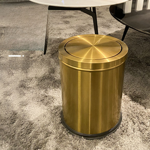 Cross-border swing cover trash can stainless steel home living room kitchen with cover flip cover luxury bathroom toilet high-end