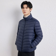 韩国外贸男士男式新国标90白鸭绒轻薄羽绒服立领休闲宽松大码代发