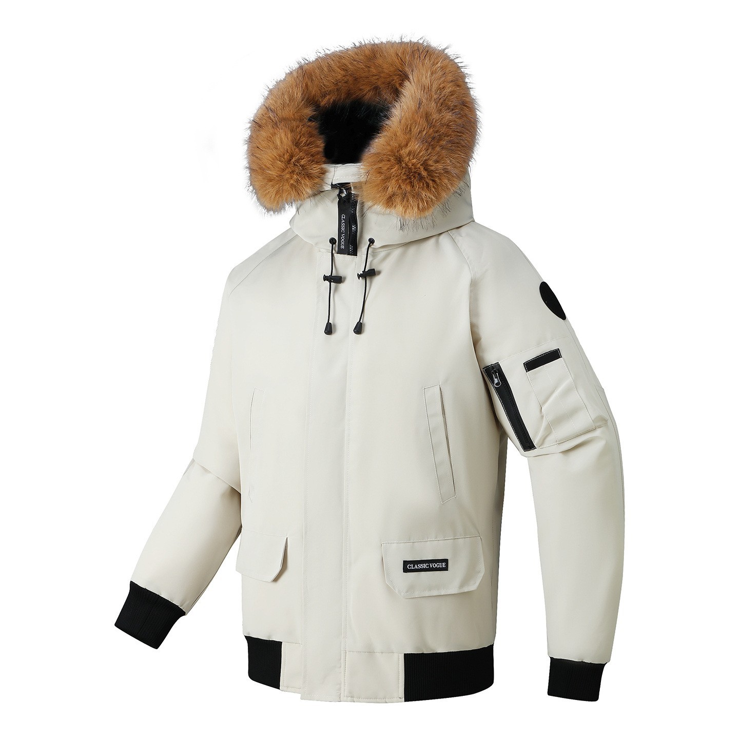 New Thickened Warm down Cotton Jacket Men's Short Winter Jacket Young Men and Women Same Style Fur Collar Winter Top