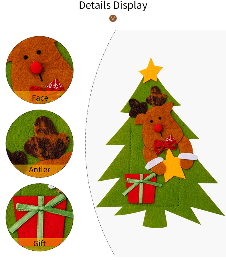 Fournitures de décoration de Noël, ensemble de couteaux et fourchettes en forme d'arbre, décoration de table à manger, sac de couteaux et fourchettes de dessin animé Old Man_voghion.com