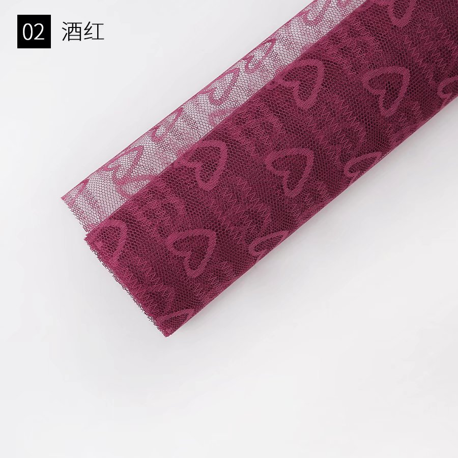 Fábrica de fiestas de flores al por mayor nuevo amor Jacquard flor envasado hilo de malla florista de color sólido