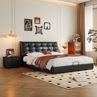Italian Minimalist Modern 1.8 Double Entry Luxury Atmospheric Double Bed 1.5 Italian Master Bedroom Black Wedding Bed
