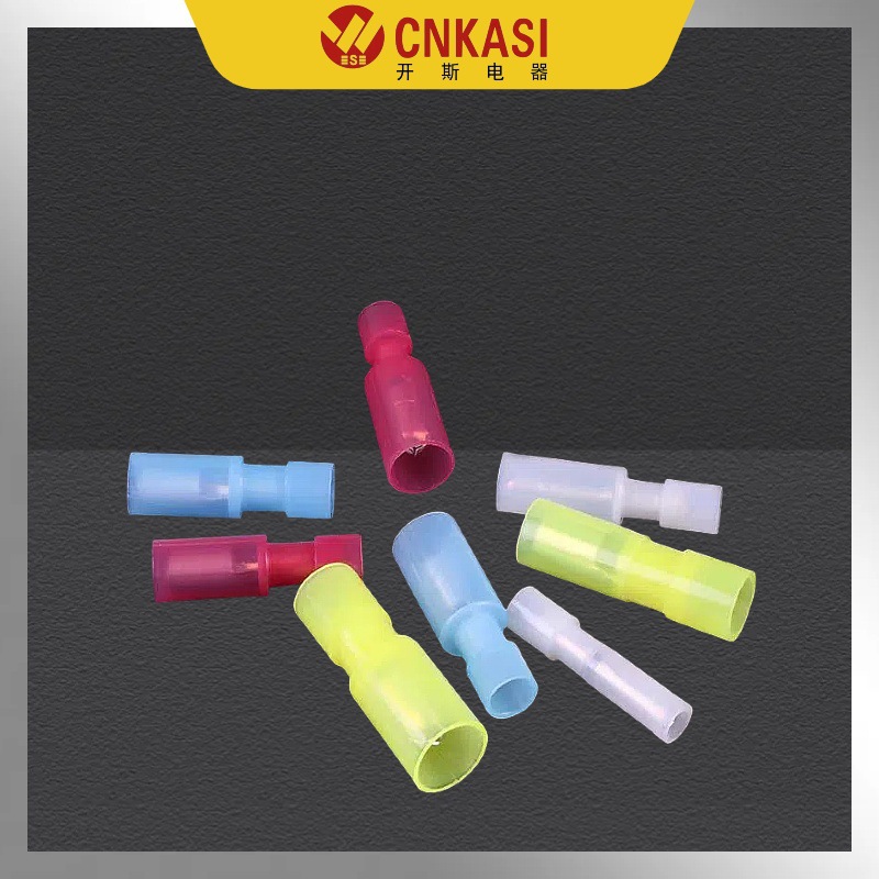 Nylon bullet-shaped male and female insulated connectors, fully insulated terminals, male and female quick-connect splicing terminals, cold crimp terminals