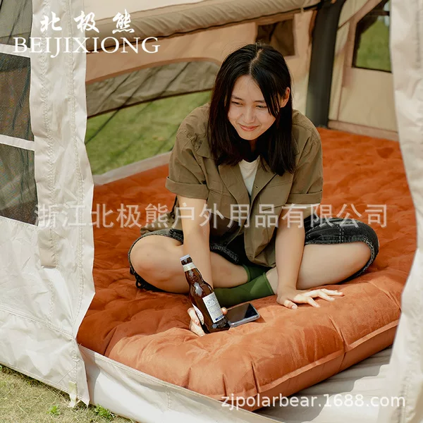 Polar Bear double TPU inflatable mattress, self-inflating tent floor mat, outdoor moisture-proof air mattress, thickened for camping
