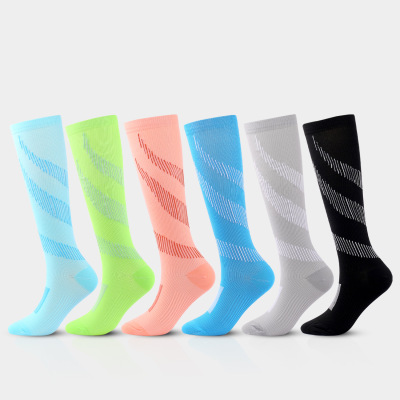 new pattern colour stripe Compression stockings fashion leisure time nylon pressure men and women Socks Cross border Manufactor Source of goods