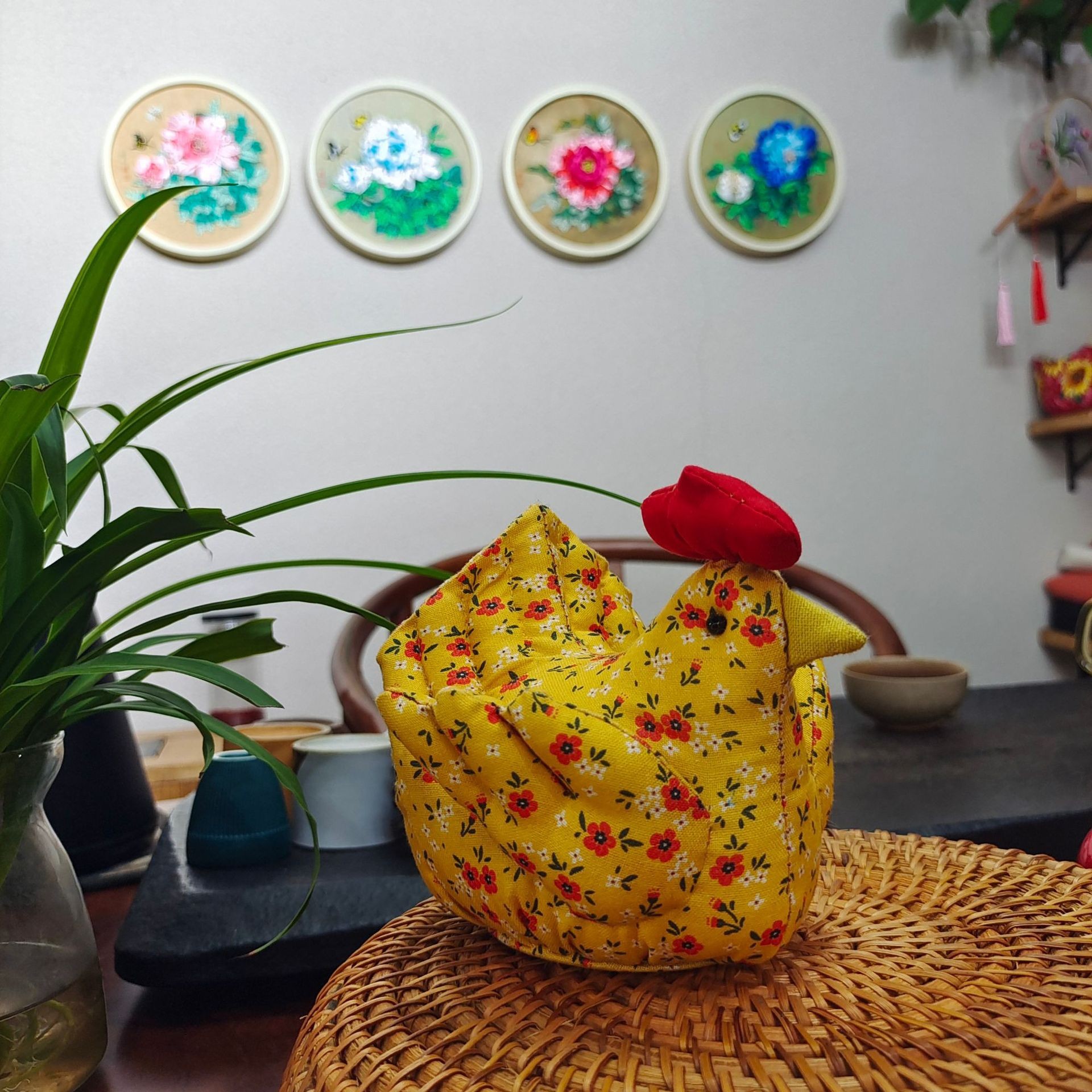 Patchwork DIY bordado material hecho a mano paquete impreso tela de algodón principiante almacenamiento cesta patchwork muñeca pollo