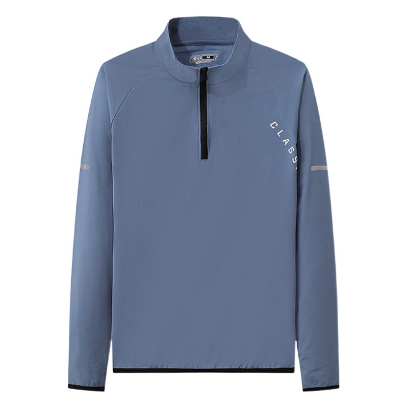 Otoño e invierno de los hombres deportes de media longitud de la cremallera de manga larga suéter al aire libre correr fitness nylon a prueba de viento chaqueta de tenis