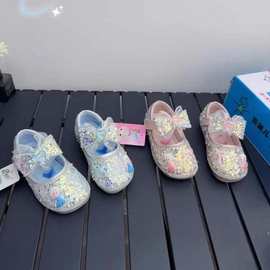 恩迷儿春秋款韩版小童女童蝴蝶结带钻皮鞋公主鞋现货一手码批发