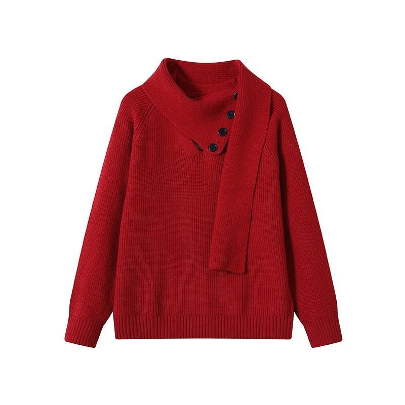 Explosiones transfronterizas de tamaño grande turban desmontable camisa de punto suéter masculino botón de sentido superior otoño invierno fábrica al por mayor