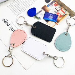 pu leather water drop small card holder keychain protective cover square elevator card holder ins community access card holder wholesale