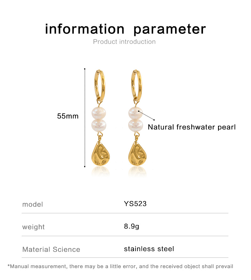 14g Weight Vacuum Plating Gold Plating Process 303 Stainless Steel Ear Needle Material 1 Pair Retro Water Droplets Pearl Plating Ear Ring 303 Stainless Steel Other 304 Stainless Steel Natural Pearl Natural Pearls Vary In Size, Please Consider Carefully Before Ordering! 18K Gold Plating In Furnace Stainless Steel Earrings
