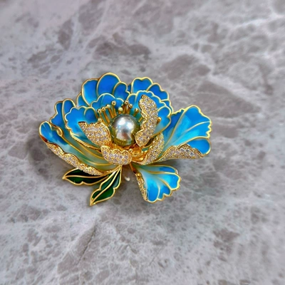 painted classical temperament pin pearl – Yaxa sancaqları - cyan-accessories-excluding-pearls