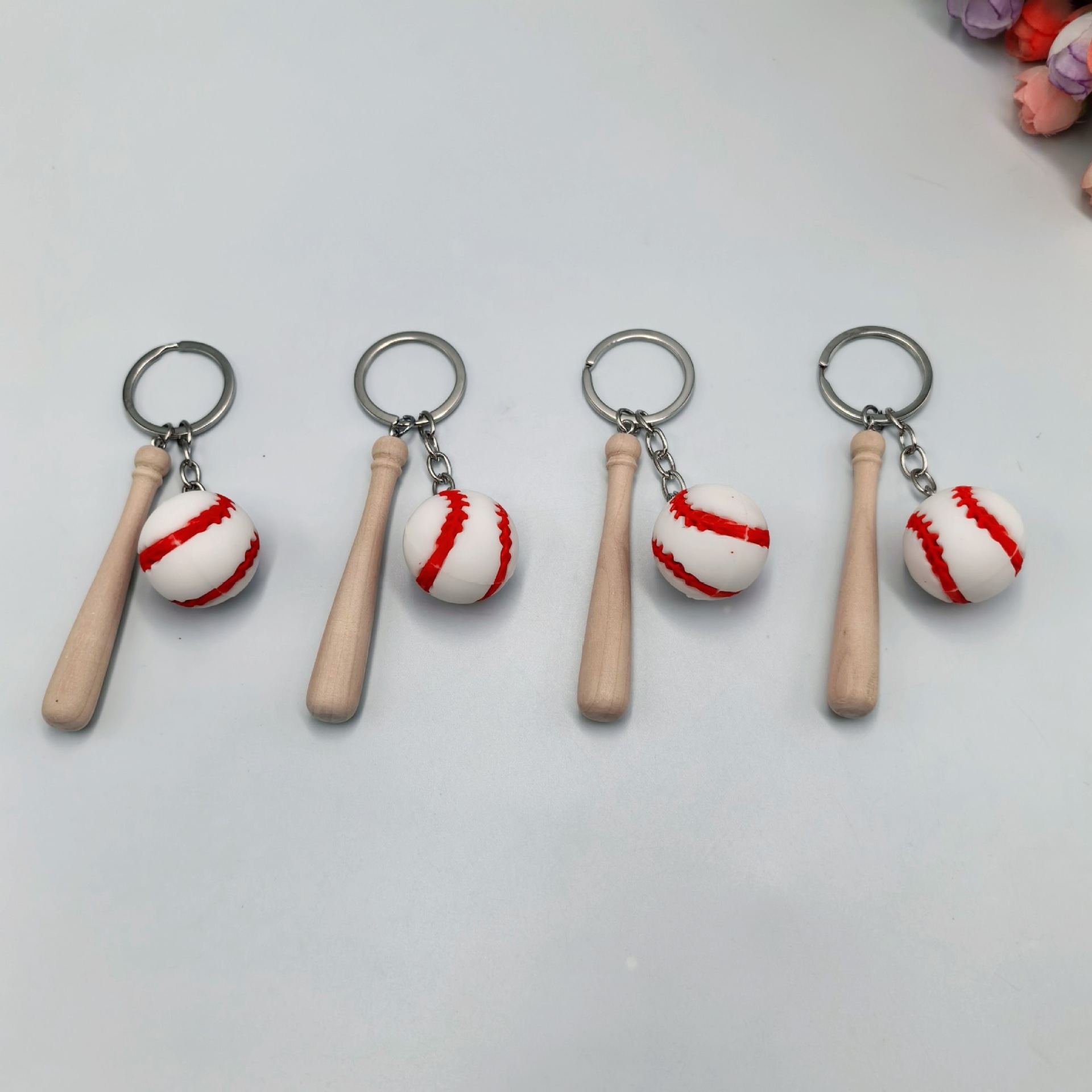 Mini simulación de béisbol de PVC 2 piezas conjunto de colgantes de llaver deportivo colgantes regalos transfronterizos