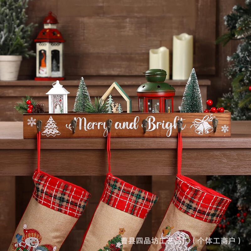 Christmas decoration storage box, window fireplace Christmas stocking storage rack, party stocking hanger, candle and candy box Christmas decoration storage box, window fireplace Christmas stocking storage rack, party stocking hanger, candle and candy box