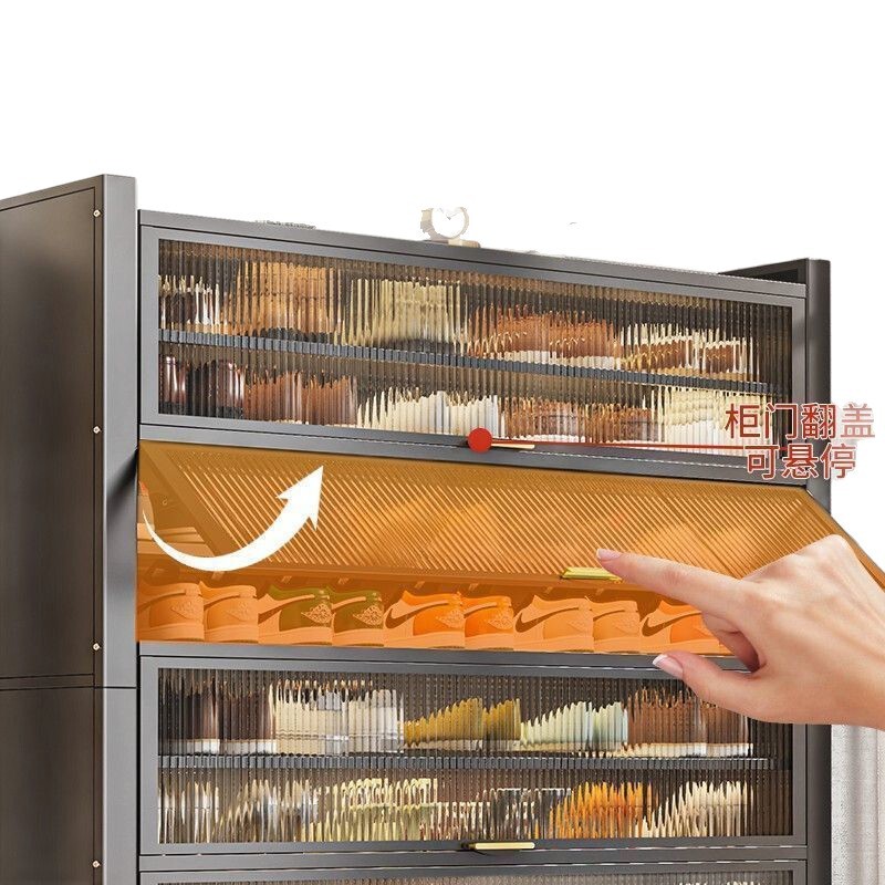 新しい玄関靴キャビネットスチール製大容量収納キャビネット多層靴ラックシンプルな防塵収納屋外炭素鋼屋内|undefined