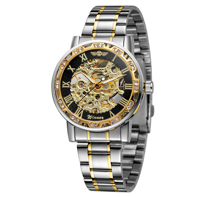 T-WINNER8012 nuevo fresco zafiro azul movimiento mecánico semiautomático regalo de los hombres de acero correa de reloj